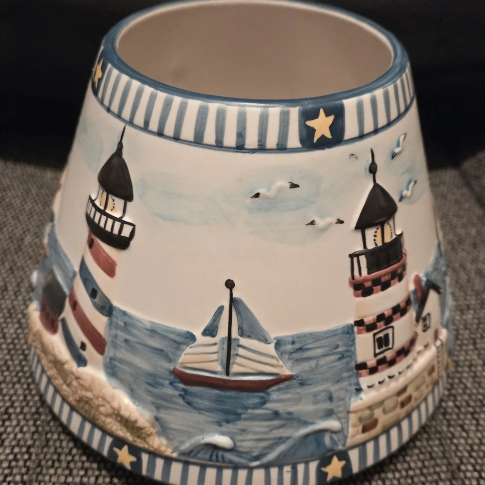 Ceramic Lighthouse Themed Yankee Candle Lamp